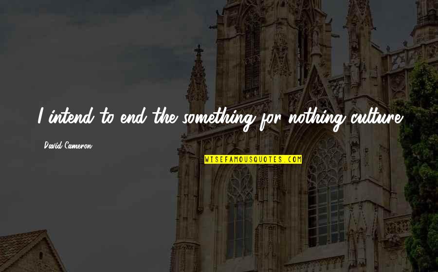Intend Quotes By David Cameron: I intend to end the something for nothing