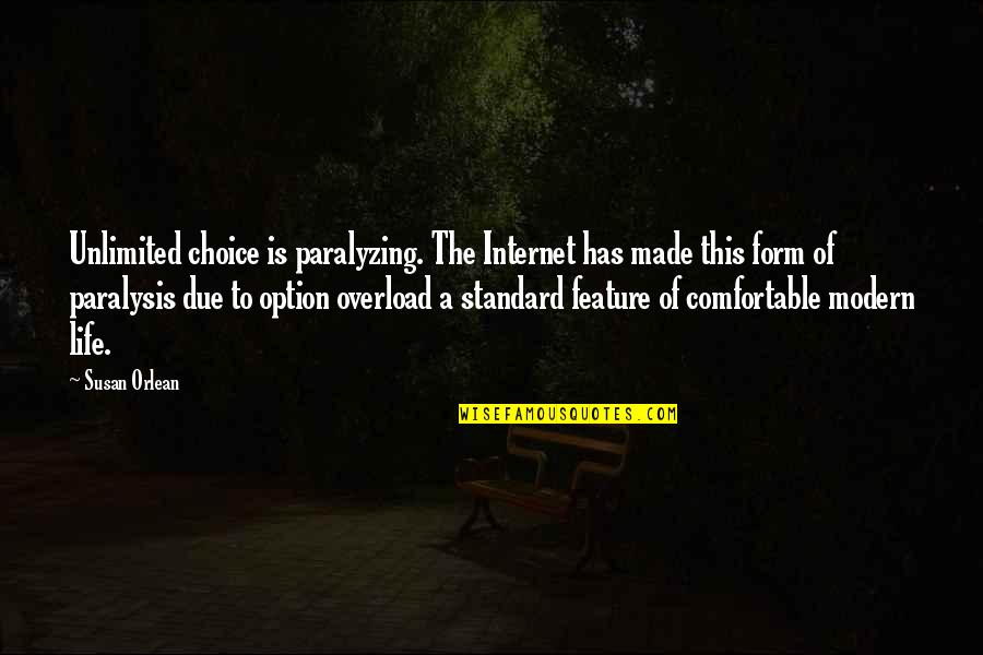 Intendest Quotes By Susan Orlean: Unlimited choice is paralyzing. The Internet has made