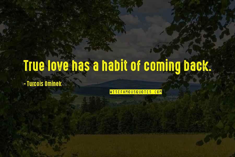 Intenioned Quotes By Turcois Ominek: True love has a habit of coming back.