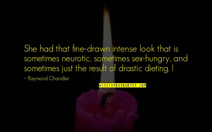 Intense Look Quotes By Raymond Chandler: She had that fine-drawn intense look that is