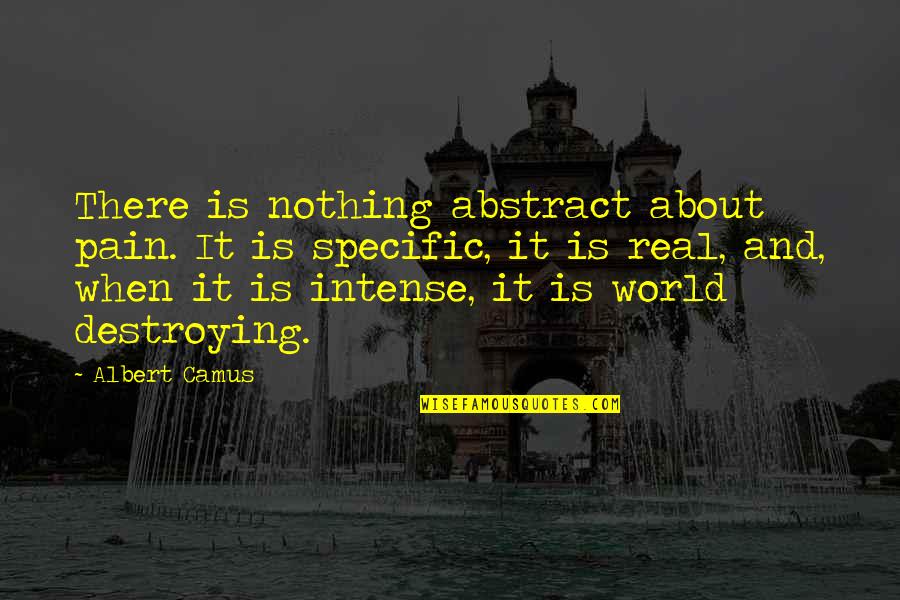 Intense Pain Quotes By Albert Camus: There is nothing abstract about pain. It is