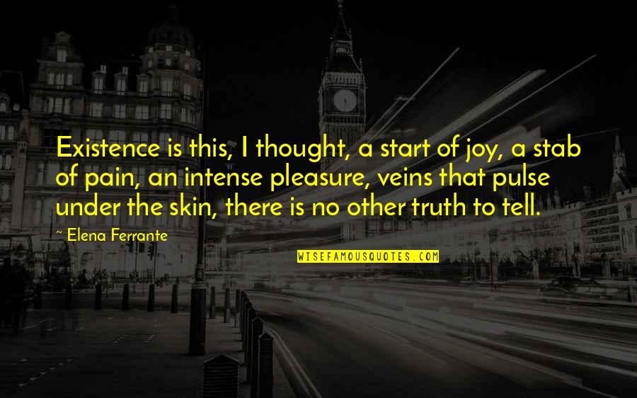 Intense Pain Quotes By Elena Ferrante: Existence is this, I thought, a start of
