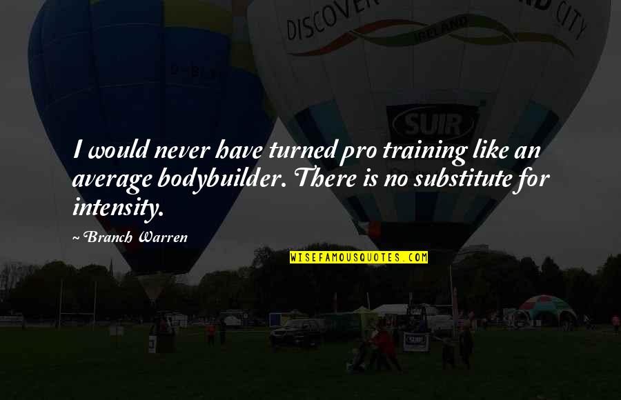 Intensity Quotes By Branch Warren: I would never have turned pro training like