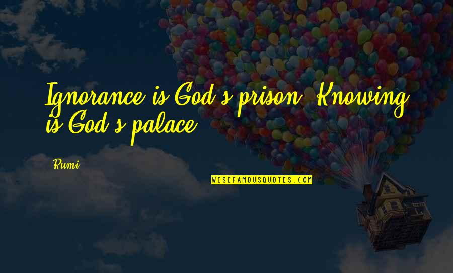 Interesan Quotes By Rumi: Ignorance is God's prison. Knowing is God's palace