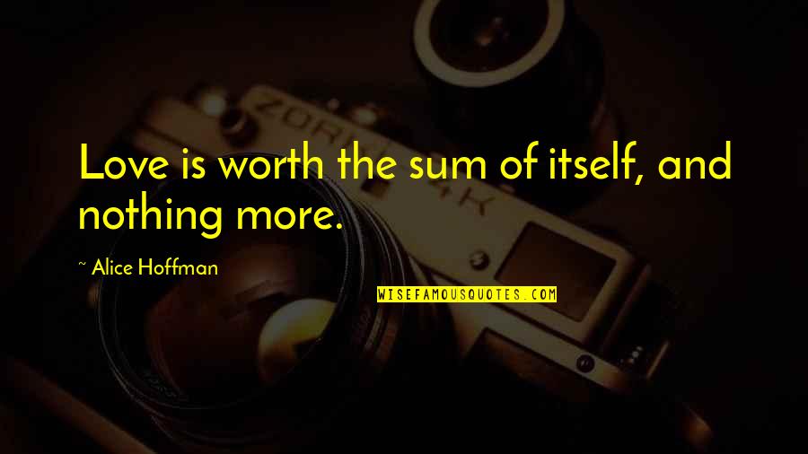 Interessante Quotes By Alice Hoffman: Love is worth the sum of itself, and