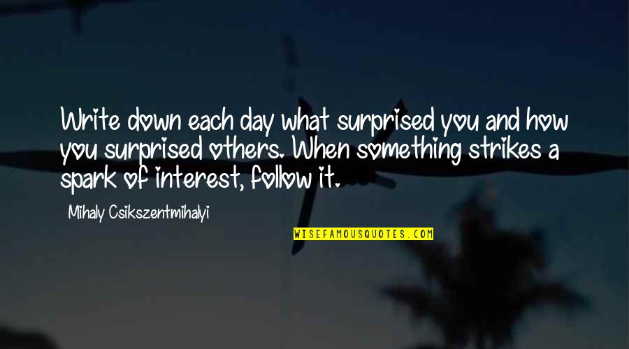 Interest In Others Quotes By Mihaly Csikszentmihalyi: Write down each day what surprised you and