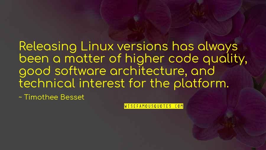 Interest Quotes By Timothee Besset: Releasing Linux versions has always been a matter