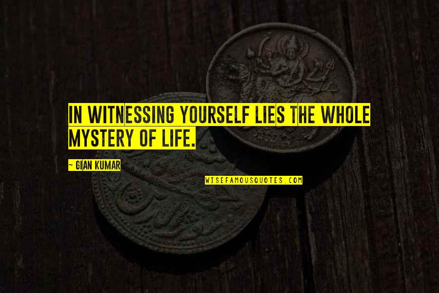 Interesting Dp Quotes By Gian Kumar: In witnessing yourself lies the whole mystery of