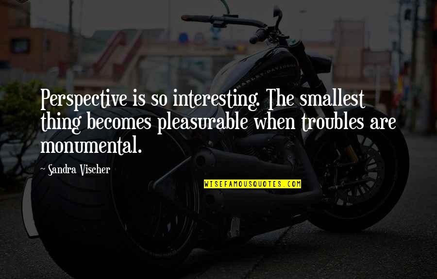 Interesting Inspirational Quotes By Sandra Vischer: Perspective is so interesting. The smallest thing becomes Interesting Inspirational Quotes By Sandra Vischer: Perspective is so interesting. The smallest thing becomes