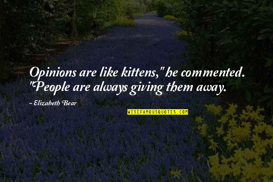 Interesting Life Lesson Quotes By Elizabeth Bear: Opinions are like kittens," he commented. "People are