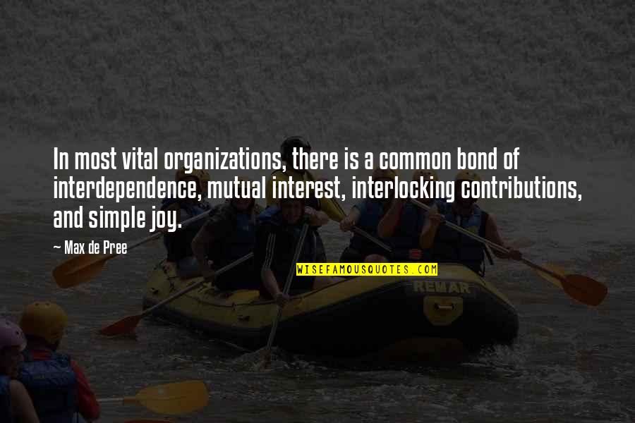 Interlocking Quotes By Max De Pree: In most vital organizations, there is a common