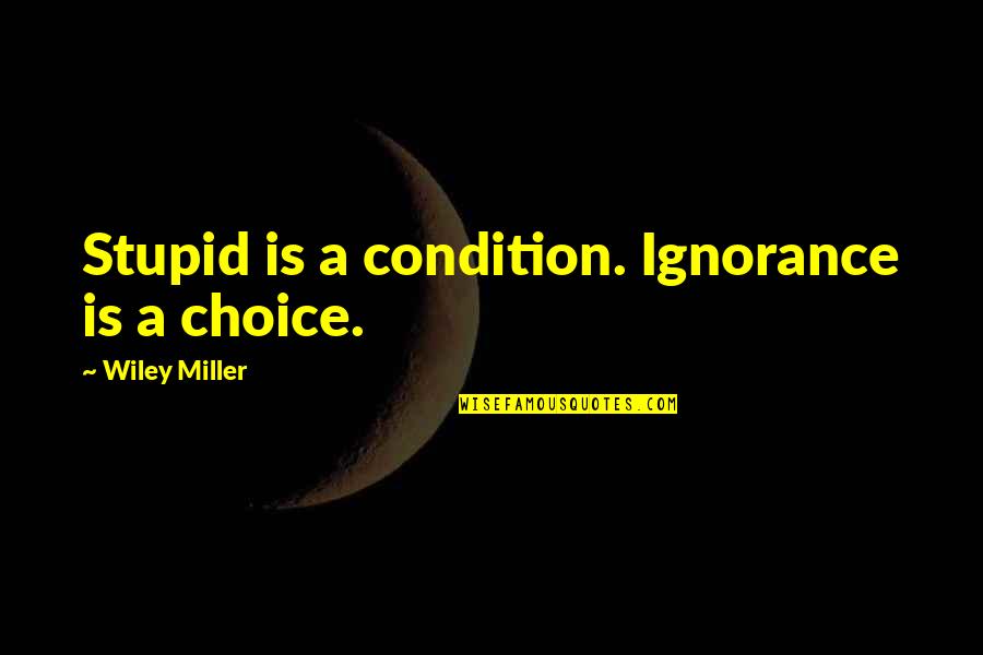 Interlocking Quotes By Wiley Miller: Stupid is a condition. Ignorance is a choice.