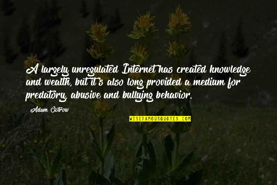 Internet Bullying Quotes By Adam Ostrow: A largely unregulated Internet has created knowledge and