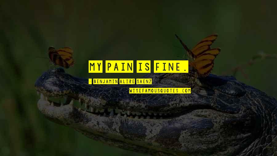 Interpersonal Savvy Quotes By Benjamin Alire Saenz: My pain is fine.