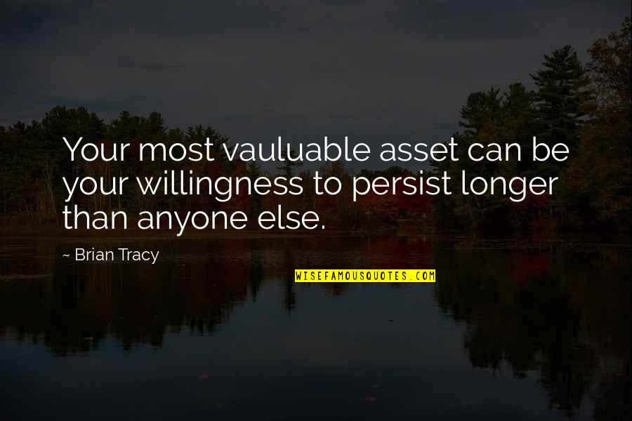 Interros Quotes By Brian Tracy: Your most vauluable asset can be your willingness