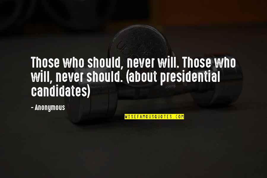 Intersting Quotes By Anonymous: Those who should, never will. Those who will,