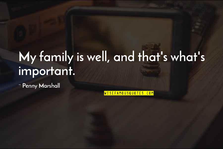 Intervino Wines Quotes By Penny Marshall: My family is well, and that's what's important.