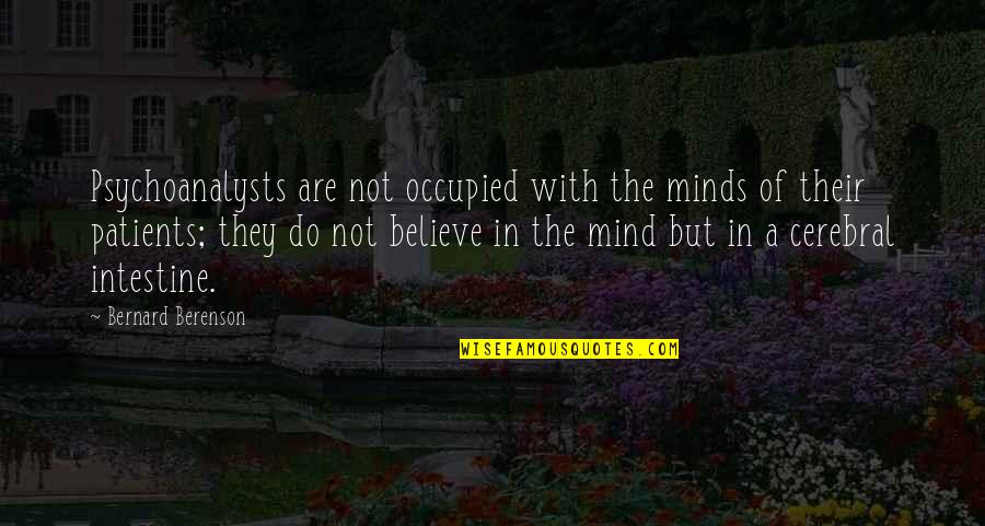 Intestine Quotes By Bernard Berenson: Psychoanalysts are not occupied with the minds of