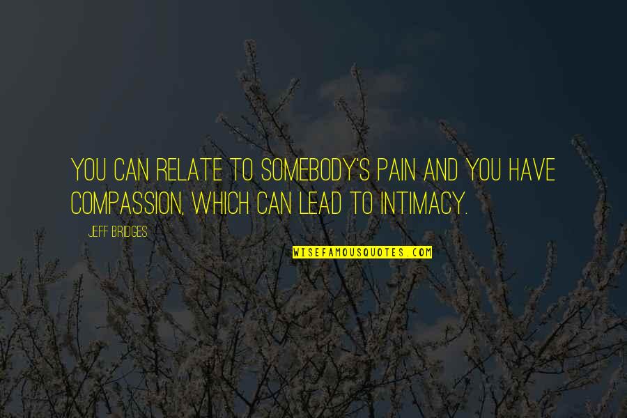 Intimacy's Quotes By Jeff Bridges: You can relate to somebody's pain and you