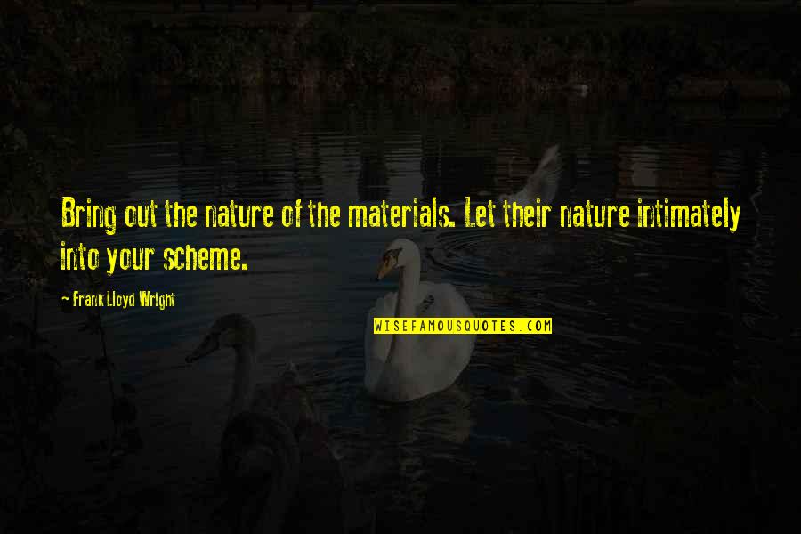 Intimately Quotes By Frank Lloyd Wright: Bring out the nature of the materials. Let