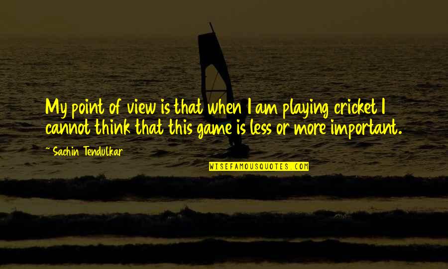 Intj Forum Quotes By Sachin Tendulkar: My point of view is that when I