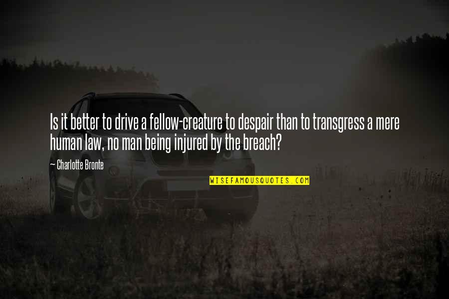 Into The Breach Quotes By Charlotte Bronte: Is it better to drive a fellow-creature to Into The Breach Quotes By Charlotte Bronte: Is it better to drive a fellow-creature to