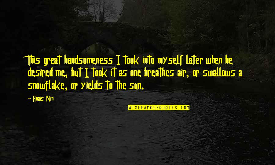 Into The Sun Quotes By Anais Nin: This great handsomeness I took into myself later