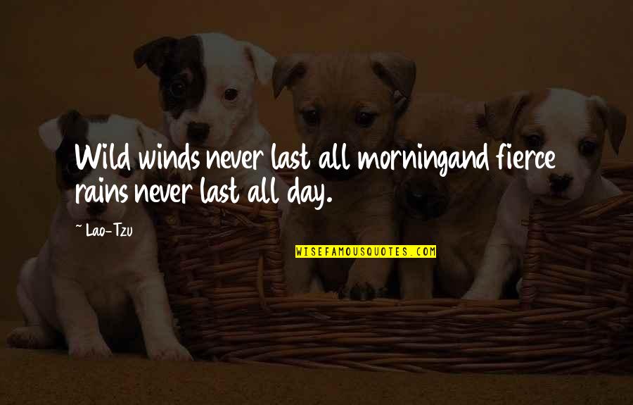 Into The Wild Life Quotes By Lao-Tzu: Wild winds never last all morningand fierce rains