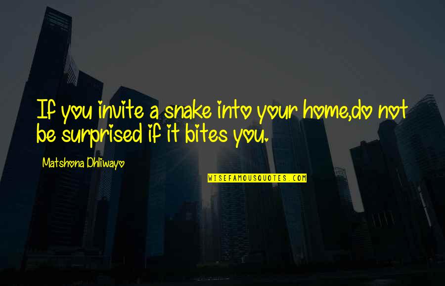 Into Your Home Quotes By Matshona Dhliwayo: If you invite a snake into your home,do