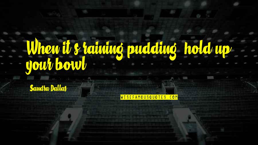 Intoxication Madness Quotes By Sandra Dallas: When it's raining pudding, hold up your bowl.