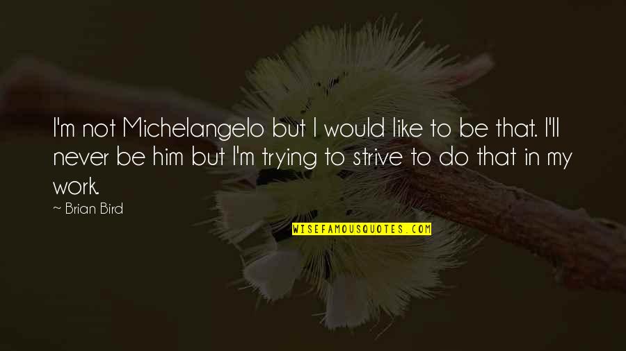 Intrapreneurship Quotes By Brian Bird: I'm not Michelangelo but I would like to