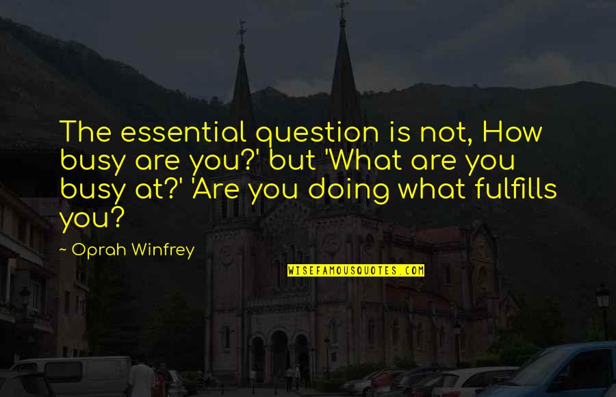 Intrepid Travel Quotes By Oprah Winfrey: The essential question is not, How busy are