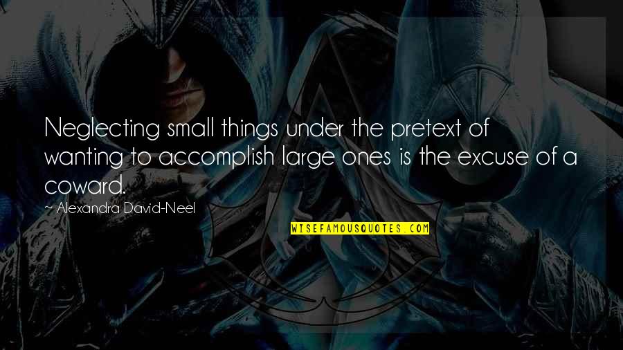 Intricacies Of Life Quotes By Alexandra David-Neel: Neglecting small things under the pretext of wanting Intricacies Of Life Quotes By Alexandra David-Neel: Neglecting small things under the pretext of wanting