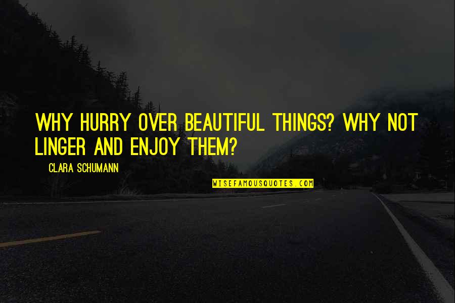 Intricate Nature Quotes By Clara Schumann: Why hurry over beautiful things? Why not linger