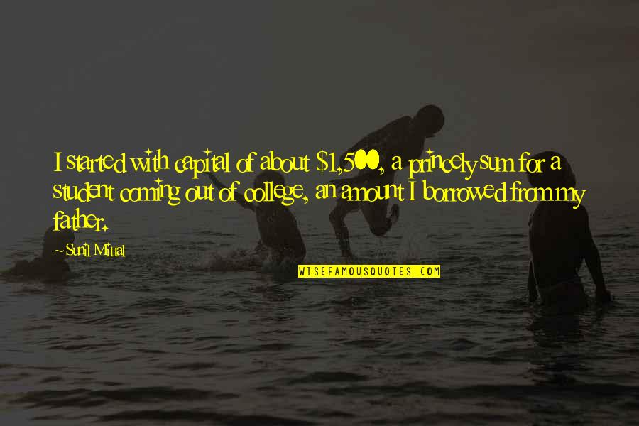 Introduce Block Quote Quotes By Sunil Mittal: I started with capital of about $1,500, a Introduce Block Quote Quotes By Sunil Mittal: I started with capital of about $1,500, a
