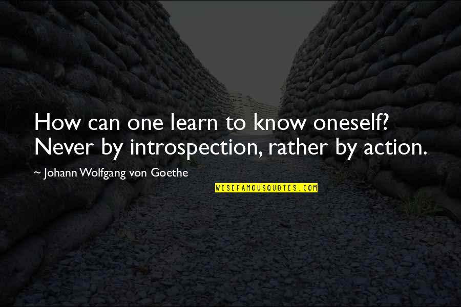 Introspection Quotes By Johann Wolfgang Von Goethe: How can one learn to know oneself? Never