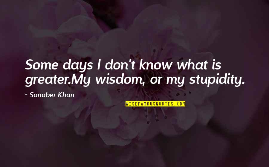 Introspection Quotes By Sanober Khan: Some days I don't know what is greater.My