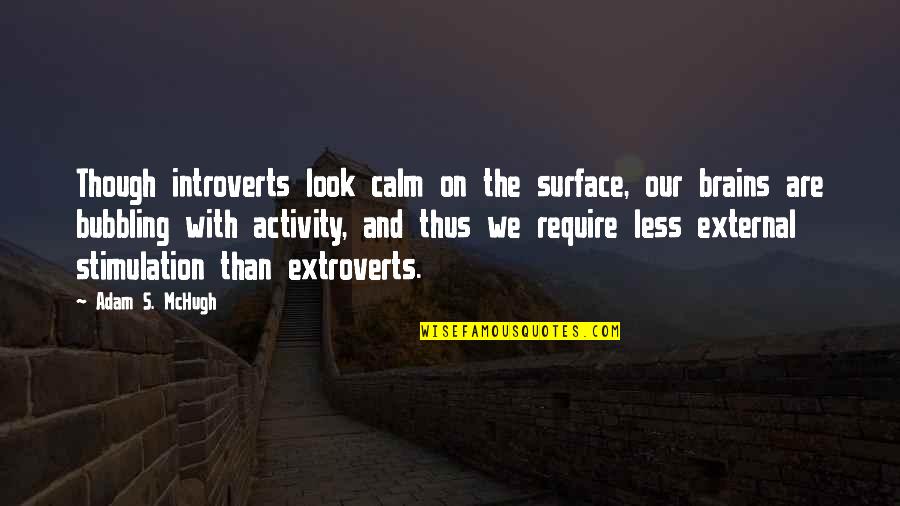 Introverts And Extroverts Quotes By Adam S. McHugh: Though introverts look calm on the surface, our