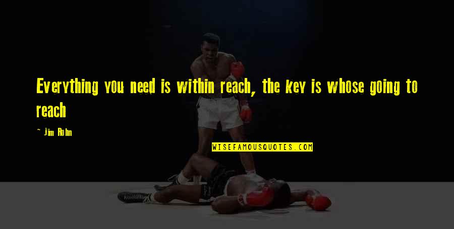 Inuwa Khaleels Quotes By Jim Rohn: Everything you need is within reach, the key