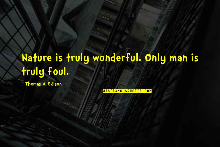 Inveigle Quotes By Thomas A. Edison: Nature is truly wonderful. Only man is truly