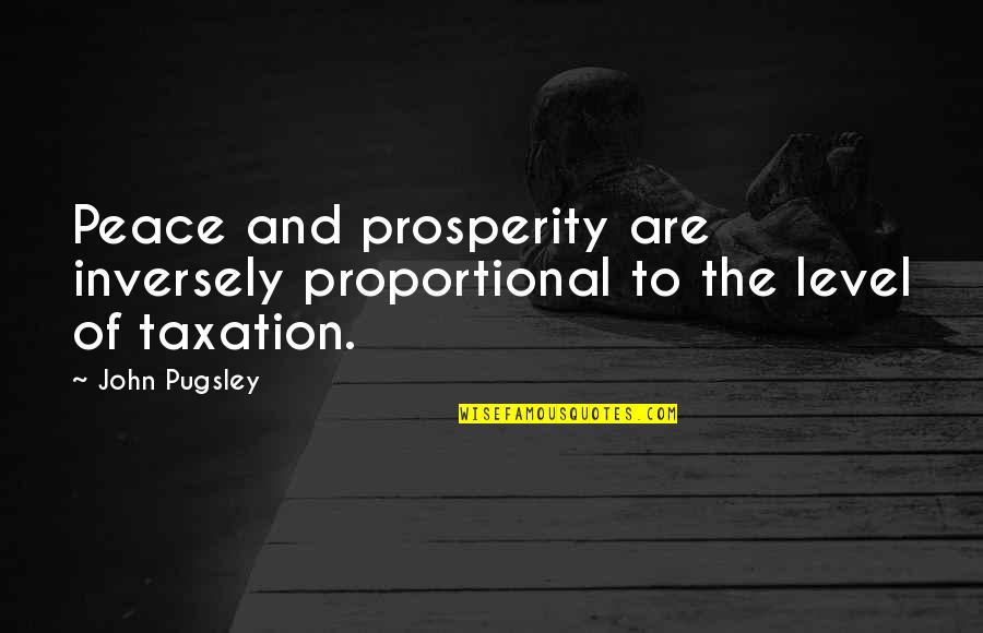 Inversely Proportional Quotes By John Pugsley: Peace and prosperity are inversely proportional to the