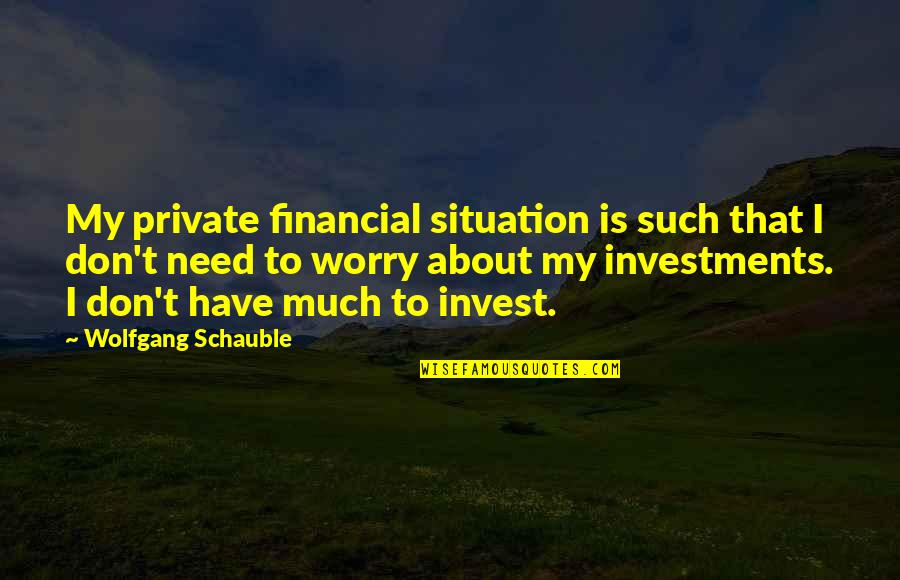 Investments Quotes By Wolfgang Schauble: My private financial situation is such that I