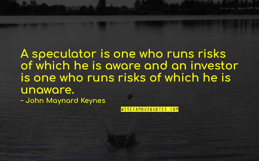 Investor Quotes By John Maynard Keynes: A speculator is one who runs risks of