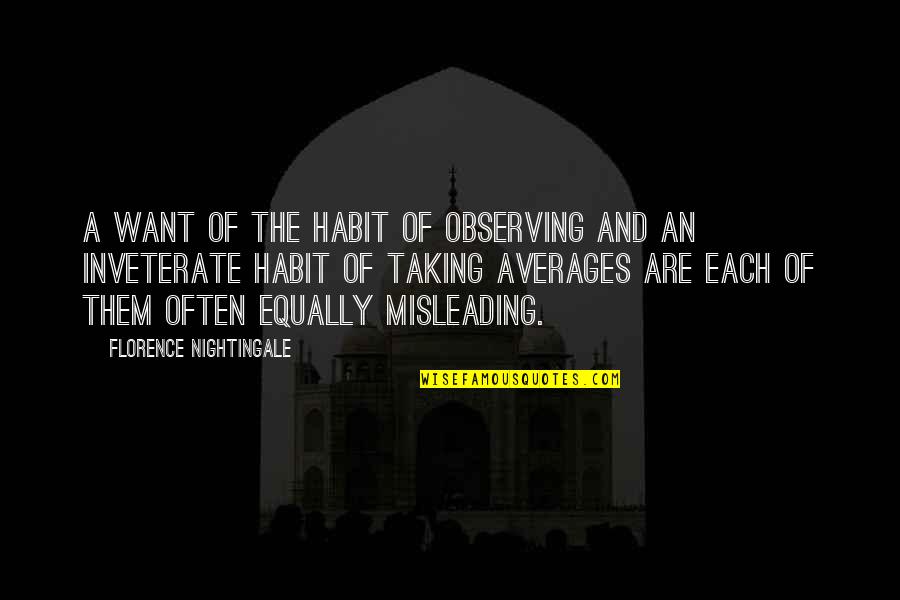 Inveterate Quotes By Florence Nightingale: A want of the habit of observing and Inveterate Quotes By Florence Nightingale: A want of the habit of observing and