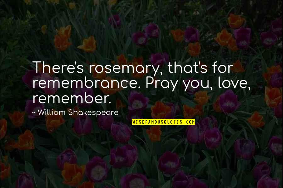 Invidia Q300 Quotes By William Shakespeare: There's rosemary, that's for remembrance. Pray you, love,