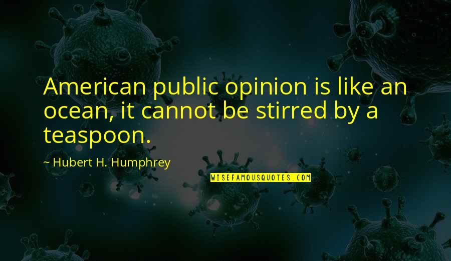 Invisibl Quotes By Hubert H. Humphrey: American public opinion is like an ocean, it Invisibl Quotes By Hubert H. Humphrey: American public opinion is like an ocean, it
