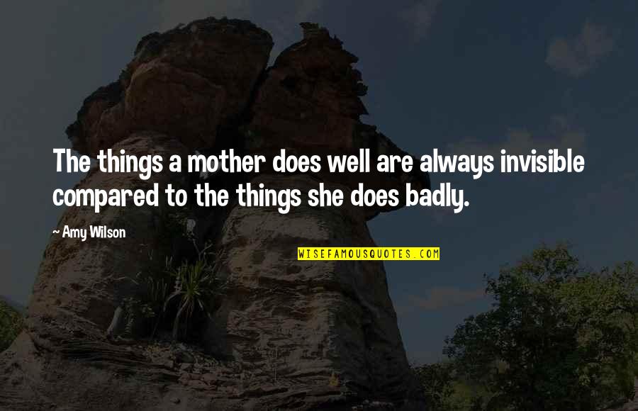Invisible Things Quotes By Amy Wilson: The things a mother does well are always