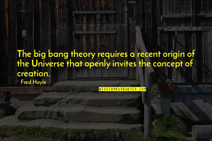 Invites Quotes By Fred Hoyle: The big bang theory requires a recent origin