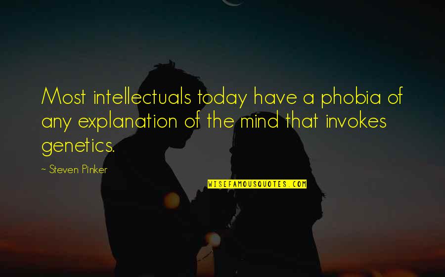 Invokes Quotes By Steven Pinker: Most intellectuals today have a phobia of any