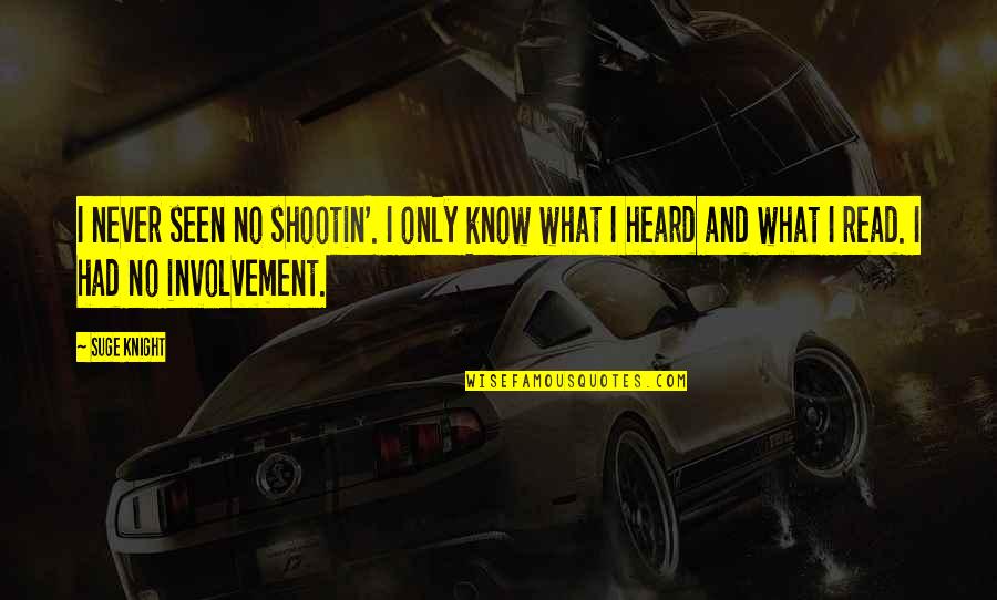 Involvement Quotes By Suge Knight: I never seen no shootin'. I only know